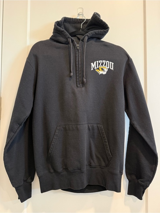 Champion Tops - Champion Black Mizzou Half-Zip Hoodie with Yellow Logo